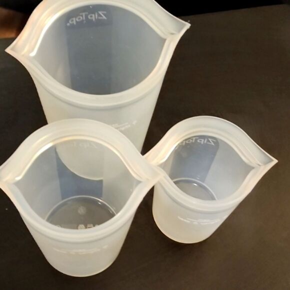 Zip Top Reusable Silicone 3-Piece Cup Set- Frost - Picture 12 of 16